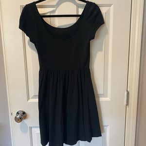 Black Short Sleeve Skater Dress